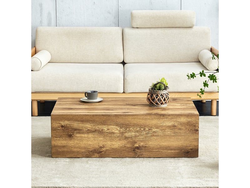  Table basse rectangulaire effet bois, mdf, 90 × 50 × 30 cm, sans montage, pieds antidérapants  - Conforama B