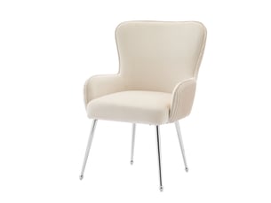 Chaises de salle à manger lot de 4 avec accoudoirs et pieds réglables  - soutien lombaire velours beige