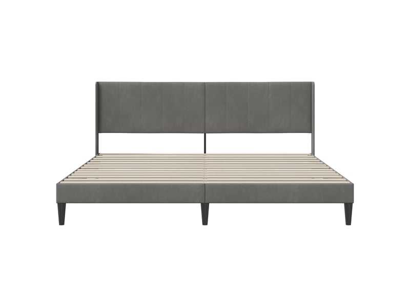  Lit double- lit adulte -  cadre de lit avec tête de lit gris foncé 200 x 200 cm velours  - Conforama C