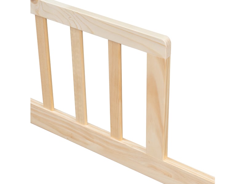  Lit enfant au sol maison 90x200 cm avec étagères et barrières, naturel  - Conforama E