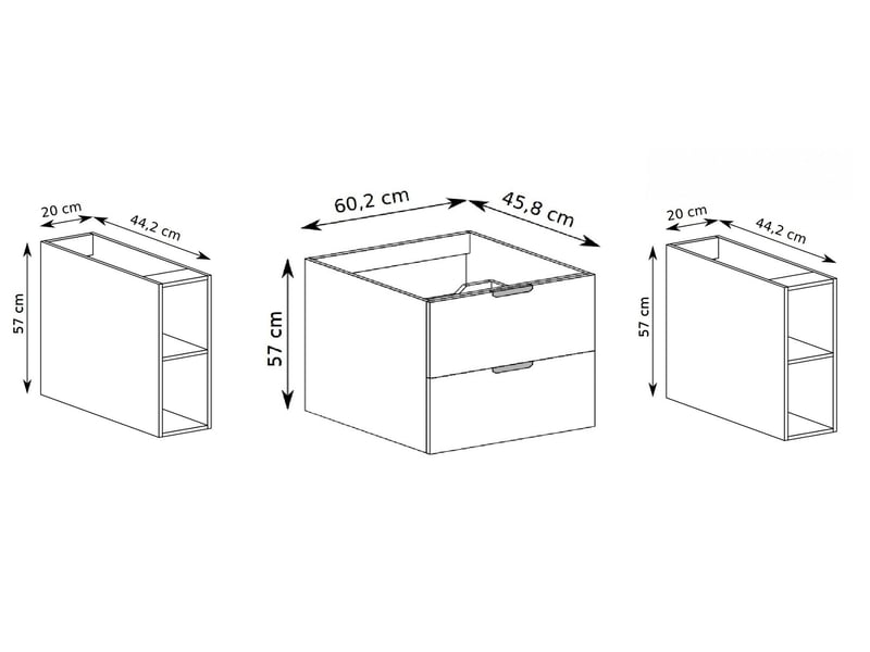 Meuble sous vasque suspendu avec 2 étagères 2t novo l.100 cm effet chêne hikora - Conforama C