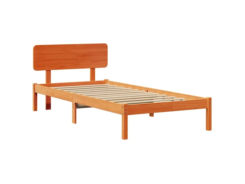  Lit simple- lit adulte -  cadre de lit avec tête de lit brun  80 x 200 cm pin massif  - Conforama C