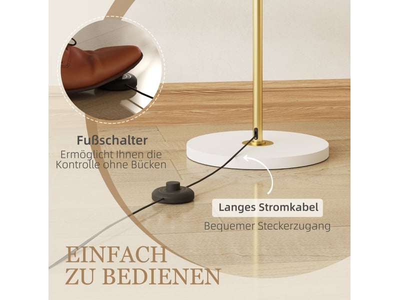  Lampadaire led 40x40x157,5 cm doré en métal et acrylique, variateur 3 niveaux avec interrupteur au pied  - Conforama E