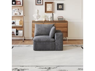 Canapé modulable en mousse sans cadre tissu en coton doux gris foncé