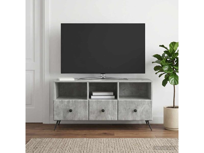  Meuble tv - banc tv - meuble de rangement gris béton 102 x 34,5 x 50 cm bois d'ingénierie  - Conforama B