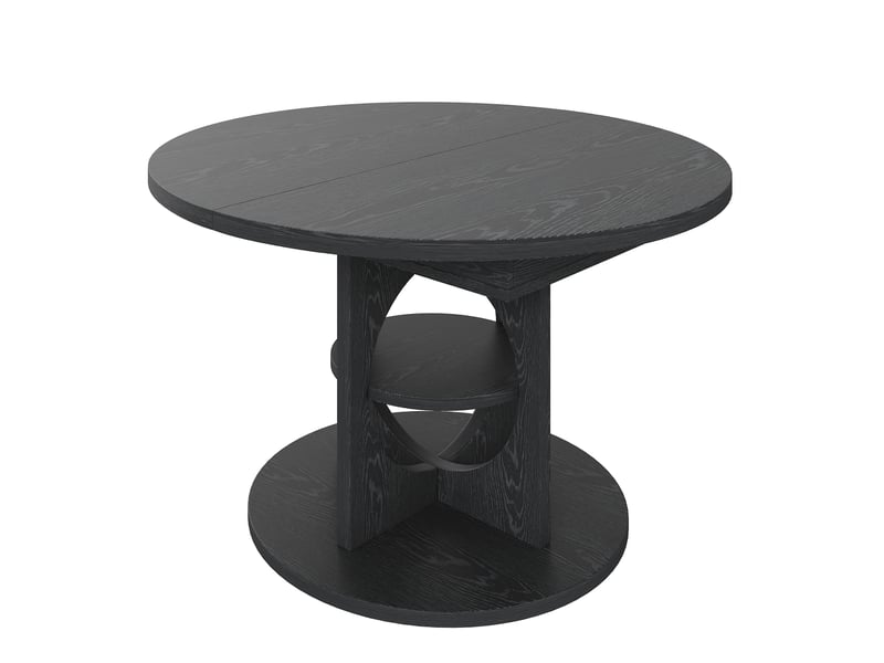  Table de salle à manger extensible,110x110x76 cm,jusqu'à 150 cm avec rangement,mdf,noir effet bois  - Conforama D