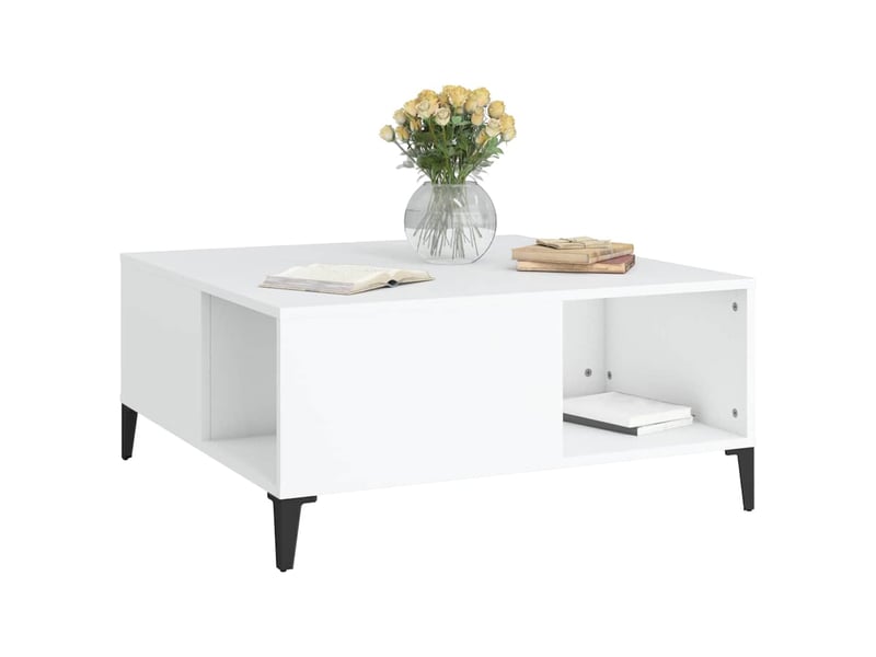  Table basse - table de salon - table à thé blanc 80x80x36,5 cm bois d'ingénierie  - Conforama D