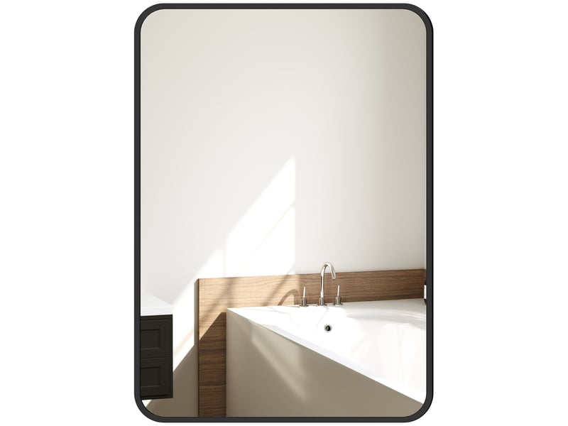  Miroir de salle de bain avec cadre en métal et crochet, 50 x 2,5 x 70 cm, noir  - Conforama A