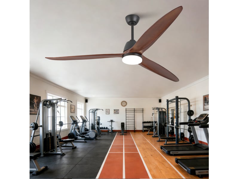  Ventilateur de plafond 183x183x50 cm noir et noyer foncé avec led dimmable  - Conforama E