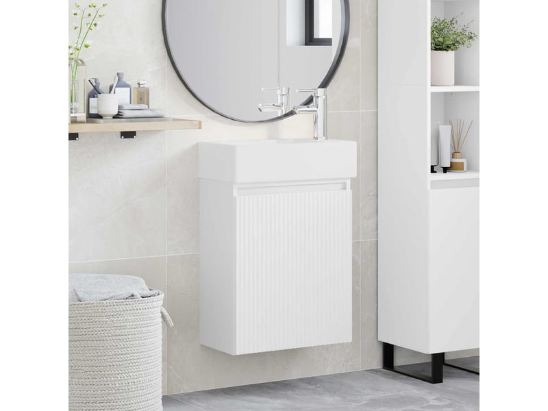 Meuble de salle de bain avec robinet blanc 45.5x22.5x84 cm shl2518 - Conforama B