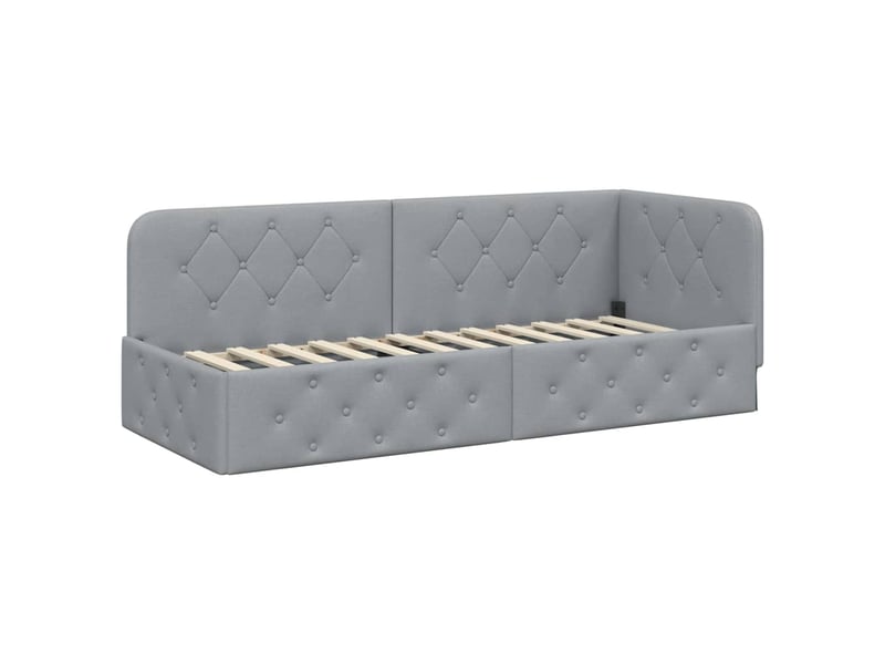  Lit simple- lit adulte -  cadre de lit d'angle gris clair 80 x 200 cm tissu  - Conforama A