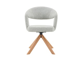 Lot de 2 chaises de salle à manger pivotantes en tissu gris clair et bois massif