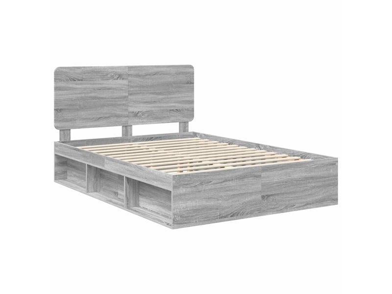 Lit double- lit adulte -  cadre de lit gris sonoma 140 x 190 cm bois de pin massif  - Conforama C