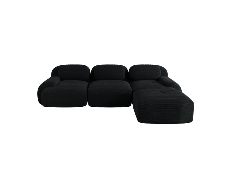  Canapé d'angle modulable en velours côtelé, noir, 298 x 178 x 70 cm Fay Lum - Conforama A