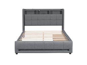 Lit coffre 140x200 cm coloris gris