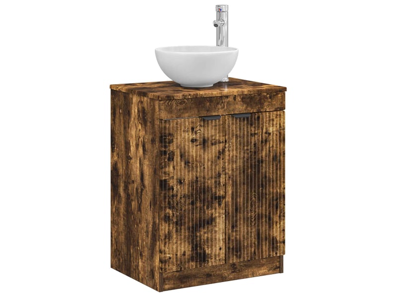  Armoire de salle de bain, meuble de rangement chêne fumé 54x41x70 cm shl4347  - Conforama C
