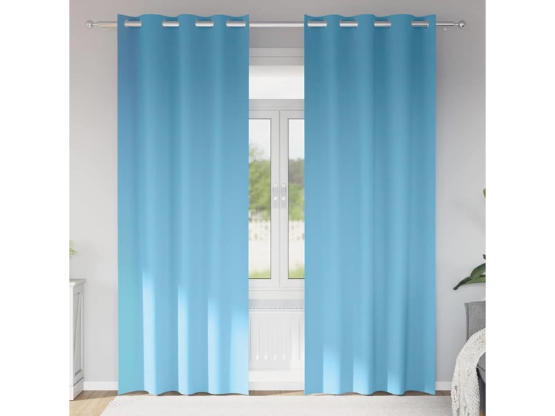  Lot de 2 rideaux occultants, rideaux black-out avec anneaux bleu clair 260 x 140 cm cf44595  - Conforama B