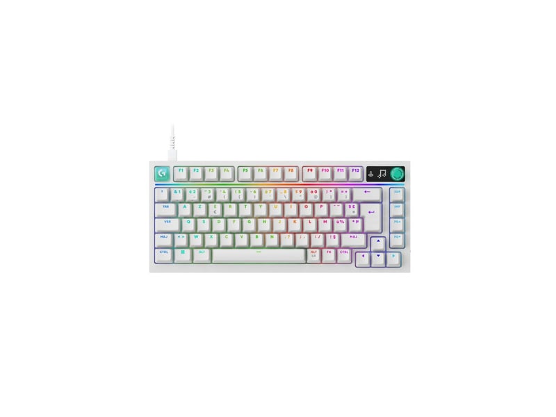  Clavier gaming 75% azerty filaire usb g316 x 75 blanc avec rgb per touche LOG5099206139268 - Conforama A