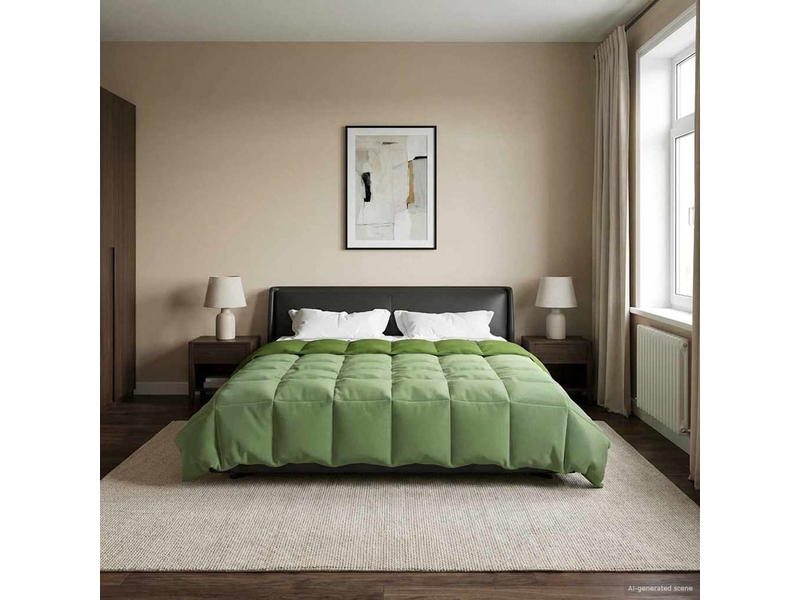  Couette - duvet d'été 200 x 200 cm été microfibre (100% polyester) vert  - Conforama B