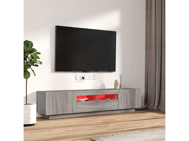 Ensemble de meubles tv avec lumières led 2 pcs sonoma gris shl99583  - Conforama C