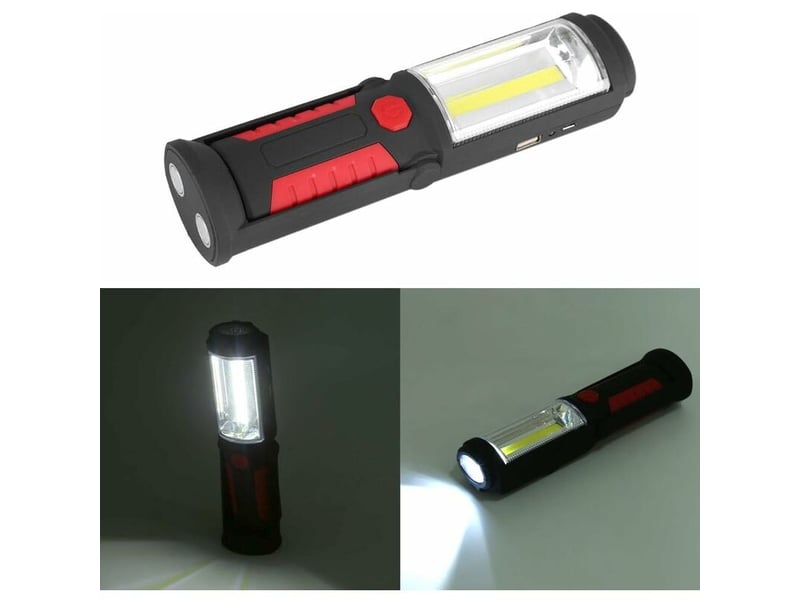  Lampe de travail led rechargeable avec magnétique lampe de torches de led 2200mah cob led 650lm pour auto garage atelier camping bricolage  - Conforama E