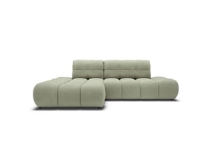 Canapé d'angle gauche convertible BAITA 4 places Tissu vert avec coffre de rangement