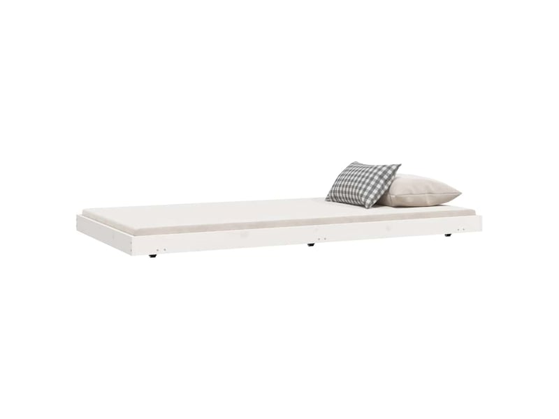  Lit simple- lit adulte -  cadre de lit sans matelas blanc 80x200 cm bois massif de pin  - Conforama B