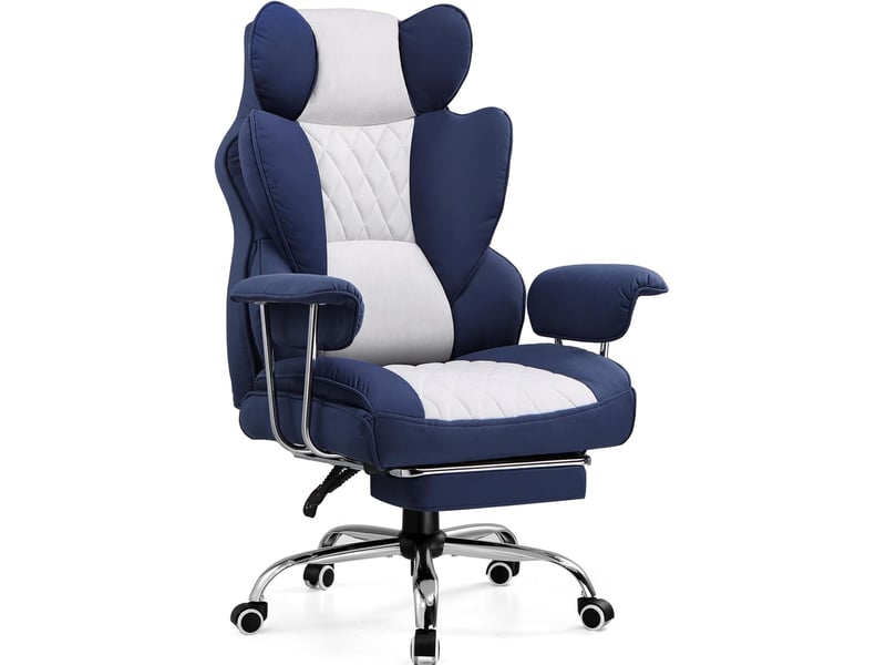 Gtplayer chaise de jeu avec soutien lombaire à ressort, repose-pieds, 180 kg - bleu GT205-DBW - Conforama A