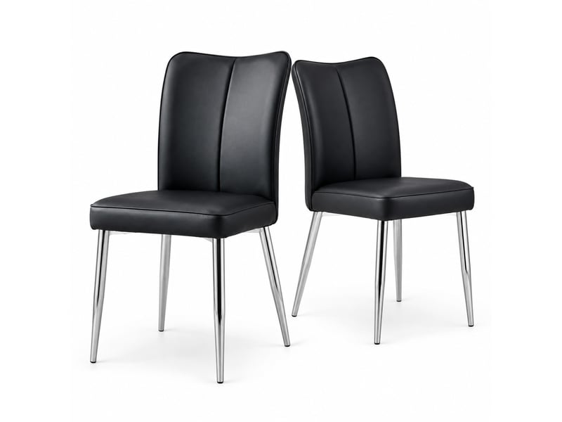  Lot de 2 chaises de salle à manger noires et argentées en pu, 45 x 44 x 89 cm  - Conforama A