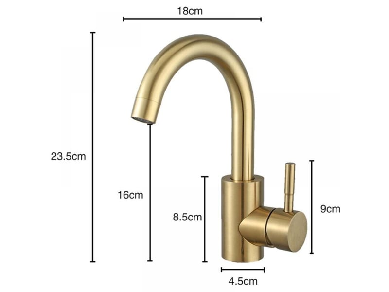  Robinet salle bain, robinet lavabo pivotant à 360°, mitigeur lavabo à bec haut, robinet pour salle de bain ou petite cuisine, doré brossé - doré  - Conforama B