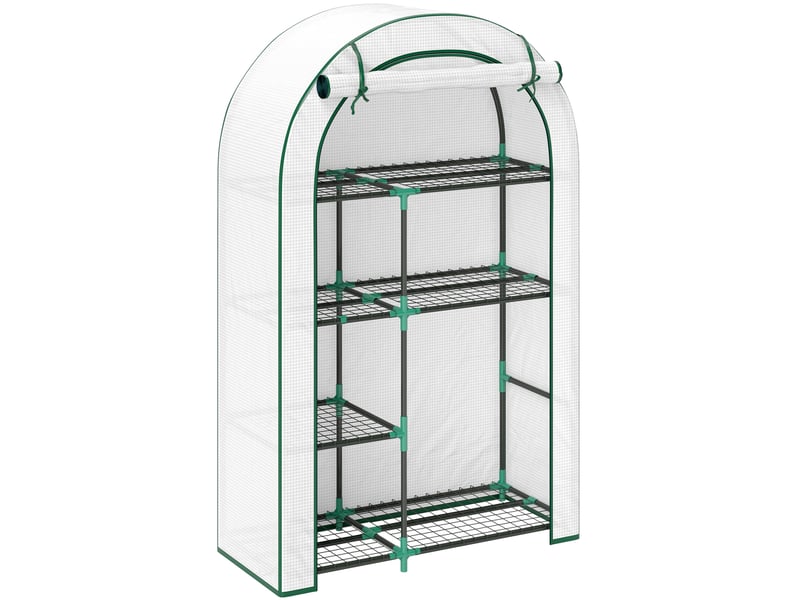  Serre de jardin 100x45x160 cm porte enroulable acier blanc  - Conforama A