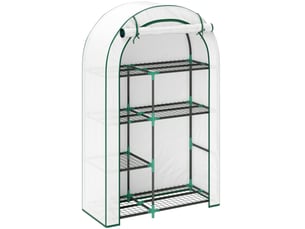 Serre de jardin 100x45x160 cm porte enroulable acier blanc