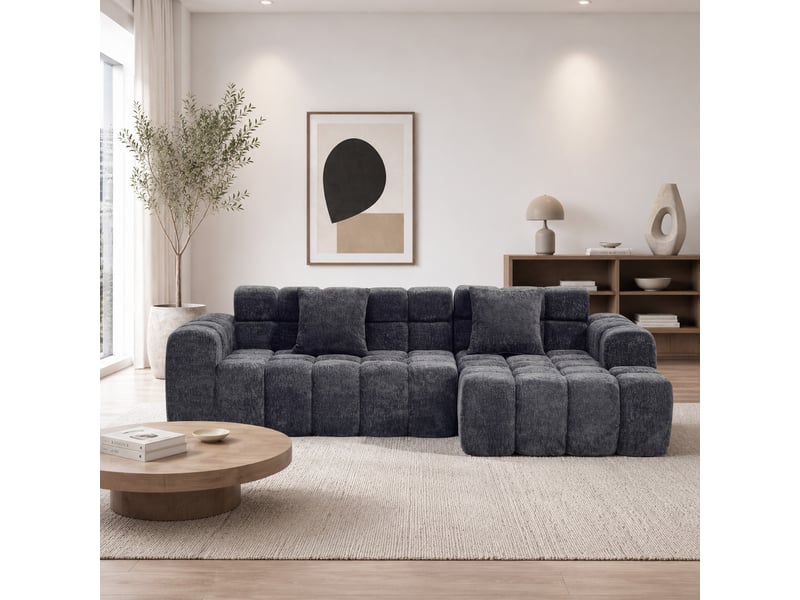  Tcqpz canapé d'angle modulable 249,94 cm gris avec modules libres et sans montage  - Conforama D