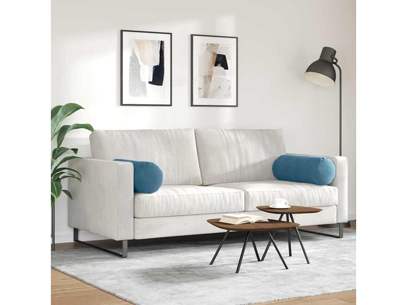 Lot de 2 coussins d'accent, coussins décoratifs, coussins lombaires bleu ø 25 x 70 cm cf56718 - Conforama D