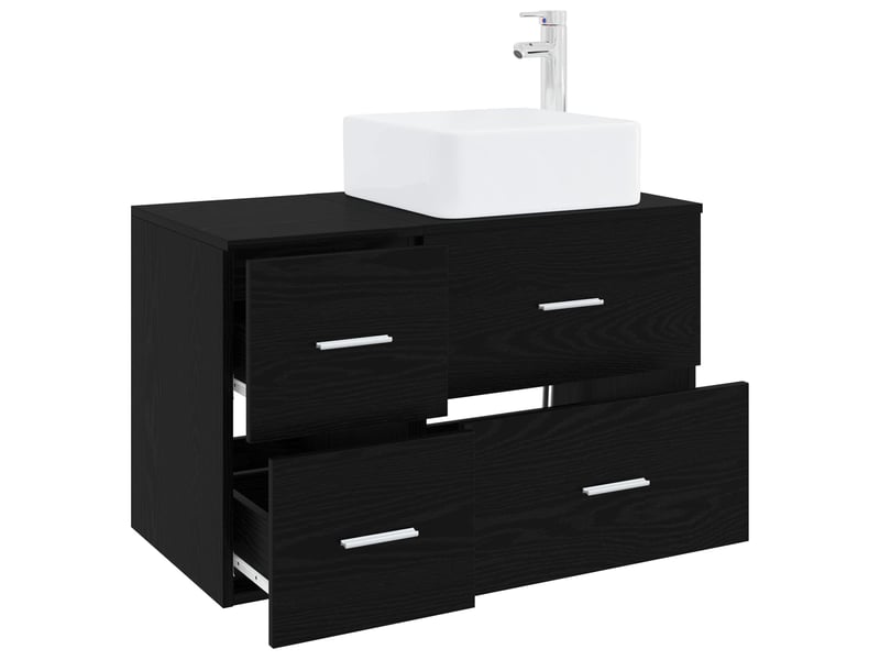  Ensemble de mobilier de salle de bain 2 pcs chêne noir shl4604  - Conforama C