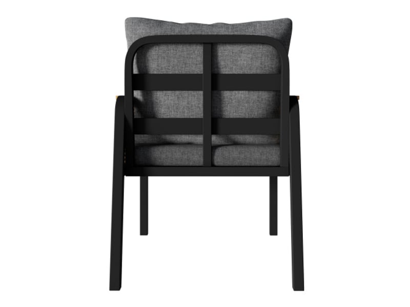 Ensemble de meubles de jardin moderne - 1 table et 6 chaises - cadre en fer - accoudoirs en rotin Noir , Naturel - Conforama A