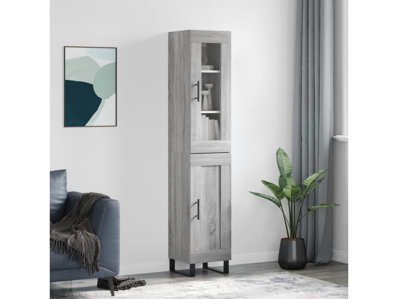  Buffet haut - bahut - meuble de rangement sonoma gris 34,5x34x180 cm bois d'ingénierie  - Conforama B