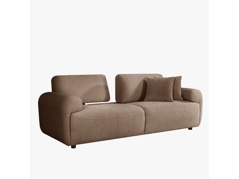 Canapé 3 places avec dossier amovible en tissu taupe - Conforama D
