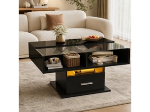 Table basse carré(e) coloris noir LPOSPI - 78 cmx50 cm