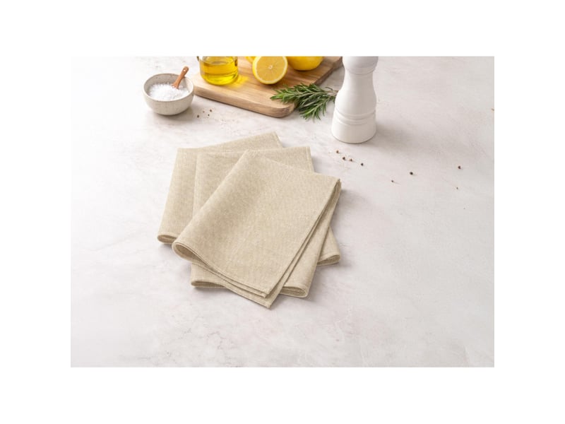  Lot de 3 serviettes de table en coton 45x45 cm chambray lin, par soleil d'ocre  - Conforama A