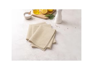 Lot de 3 serviettes de table en coton 45x45 cm chambray lin, par soleil d'ocre
