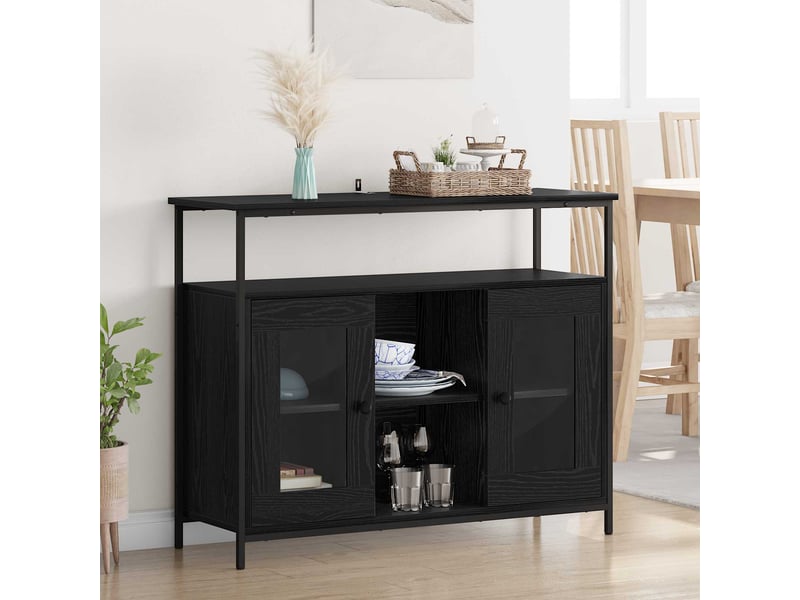  Buffet - bahut - meuble de rangement chêne noir 100 x 35 x 80 cm bois d'ingénierie  - Conforama B