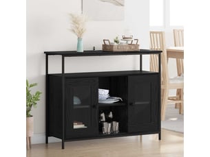 Buffet - bahut - meuble de rangement chêne noir 100 x 35 x 80 cm bois d'ingénierie