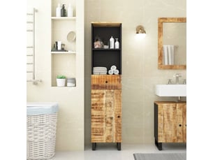 Armoire de salle de bain, cabinet de salle de bain 38x33x160 cm bois massif de manguier cf65002