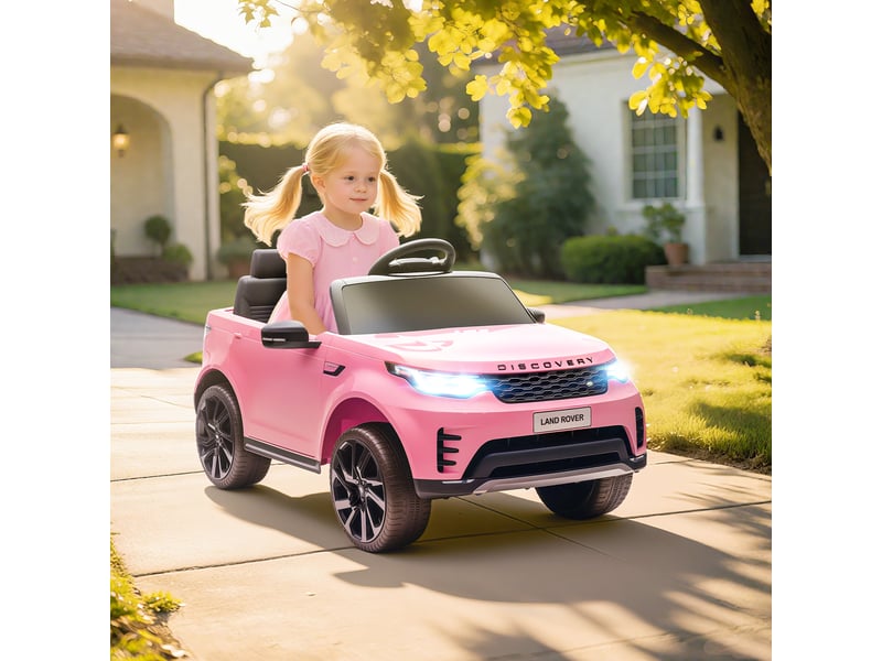  Voiture électrique land rover sous licence pour enfants, avec phares led, klaxon et télécommande, 105 x 68,5 x 58 cm, rose  - Conforama D