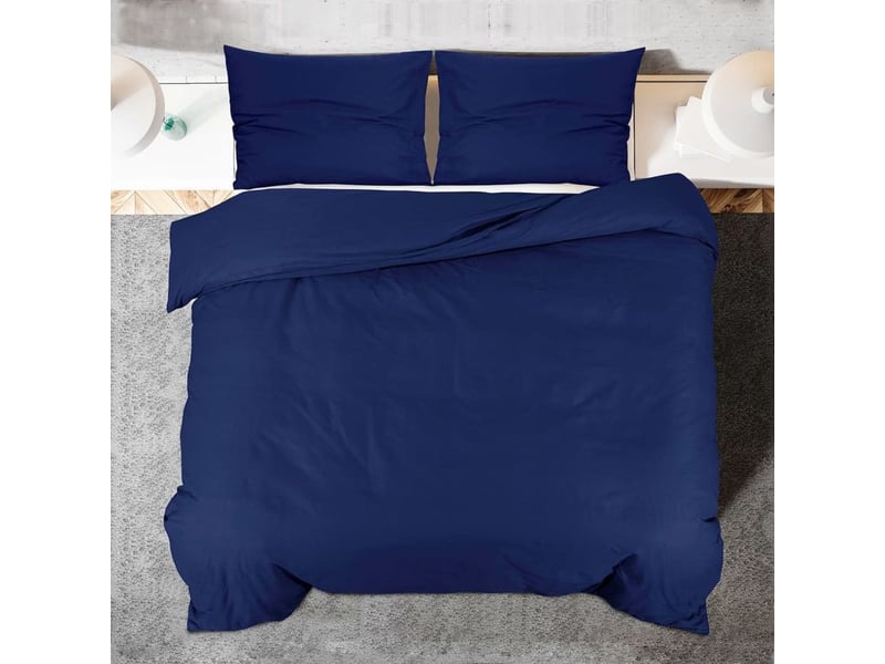  Ensemble de housse de couette bleu marine 140x200 microfibre  - Conforama D