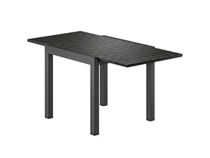 Table de jardin extensible 4-6 personnes en aluminium noir 80-160 x 80 x 75 cm