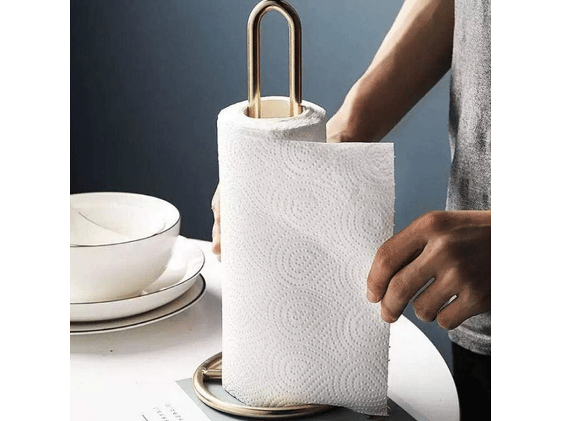 Support de rouleau de papier, porte-rouleau de cuisine portable or porte rouleaux papier toilette vertical en acier support distributeur de papier - Conforama C