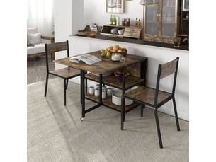 Table à manger 140x80, structure métal robuste table salle à manger, plateau extensible pliant, roues verrouillables