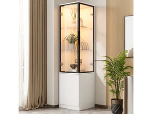 Vitrine coloris blanc 2 étagère(s) OKWISH - 40 cmx160 cm